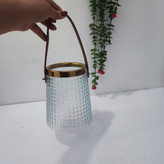 گلدان شیشه ای لبه طلایی دسته چرمی لبه طلایی هیرا قسطی ۴ ماهه