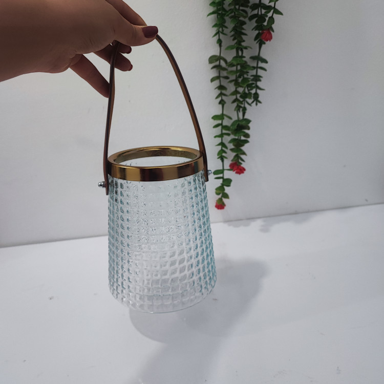 گلدان شیشه ای لبه طلایی دسته چرمی لبه طلایی هیرا قسطی ۴ ماهه